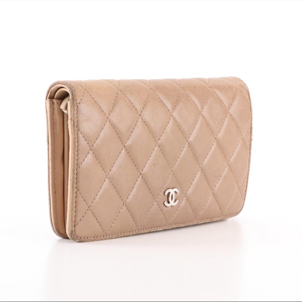 Chanel quilted leather checkbook wallet